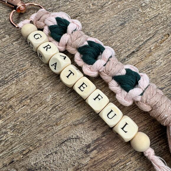 Macrame Charm Beaded Flower Purse Keychain Charm Boho Accessories FAST SHIP NEW - Picture 2 of 4